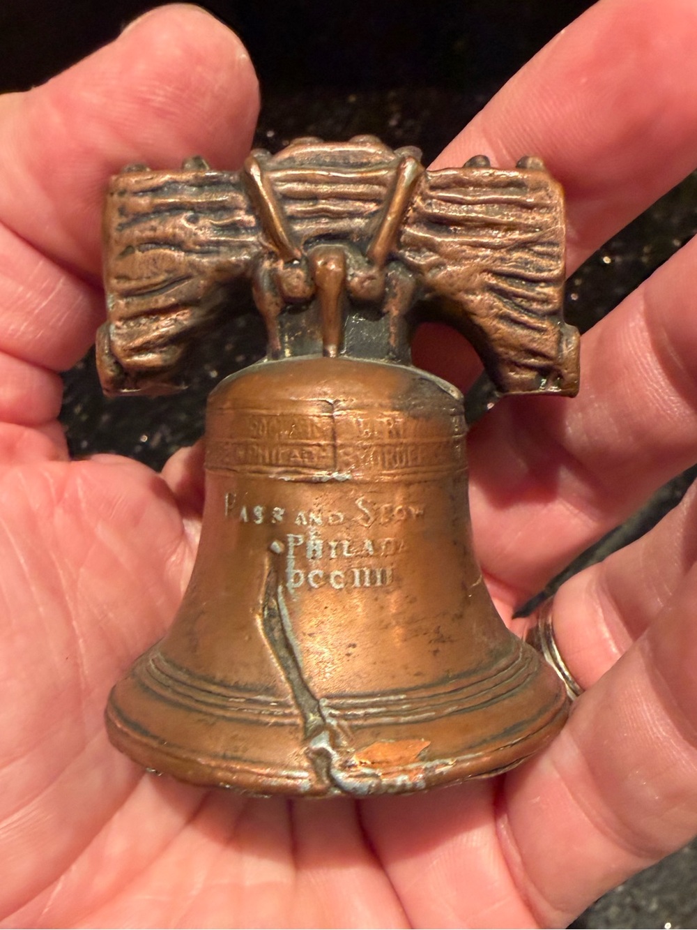 Vintage Small Copper Liberty Bell 3”